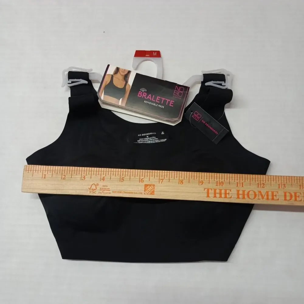 No Boundaries Bonded Scoop Bralette Padded‎ Pullover Black Juniors M Medium